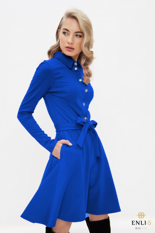 Rugiagėlių mėlynumo trikotažinė suknelė VILTĖ